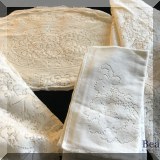 N03. Lot of crocheted tableclothes including 1 round, 1 oval, 6 placemats and 12 napkins. - $44 